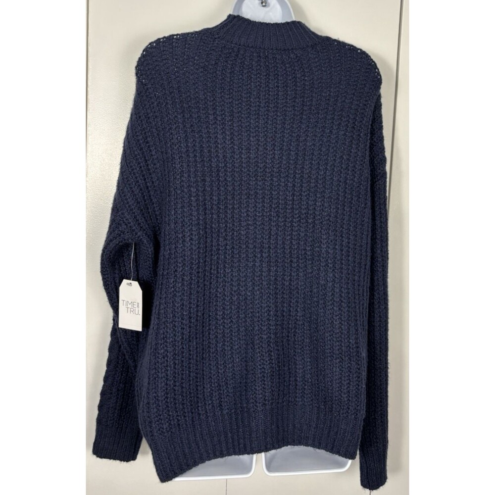 NWT Time & Tru Navy Blue Mock Turtleneck Large Sweater - Picture 6 of 6